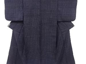 大正ロマン　絣柄織り出し手織り紬単衣着物